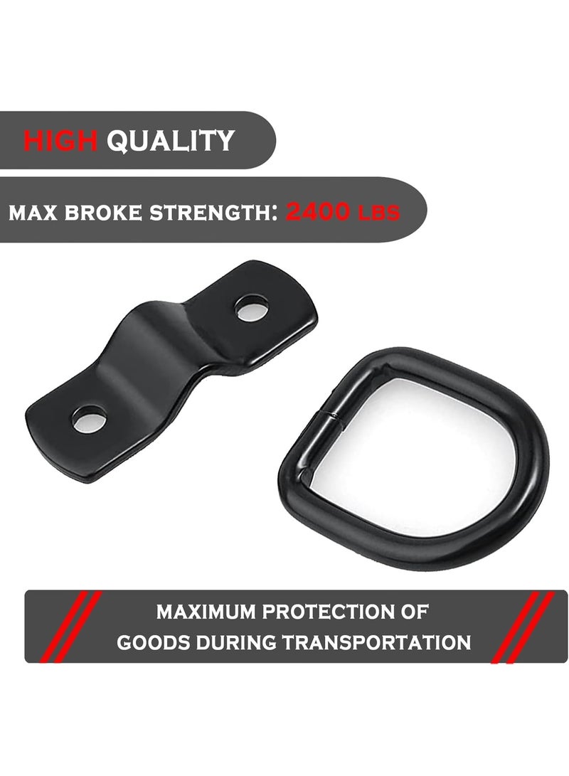 مرساة تثبيت حلقة D 1/4 بوصة حلقات ربط مرساة شاحنة عالية التحمل بسعة 1200 جنيهًا مرسات شاحنات شاحنات أساس مرسات أجزاء مقاطع حزمة لسيارات SUV وسيارات الرحلات والسيارات المُستأجرَة والشاحنات والسيارات والقوارب والدراجات النارية تثبيت سطحي (أسود) - Image 3